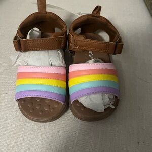 Carter's Brown Sandals with Rainbow Stripes